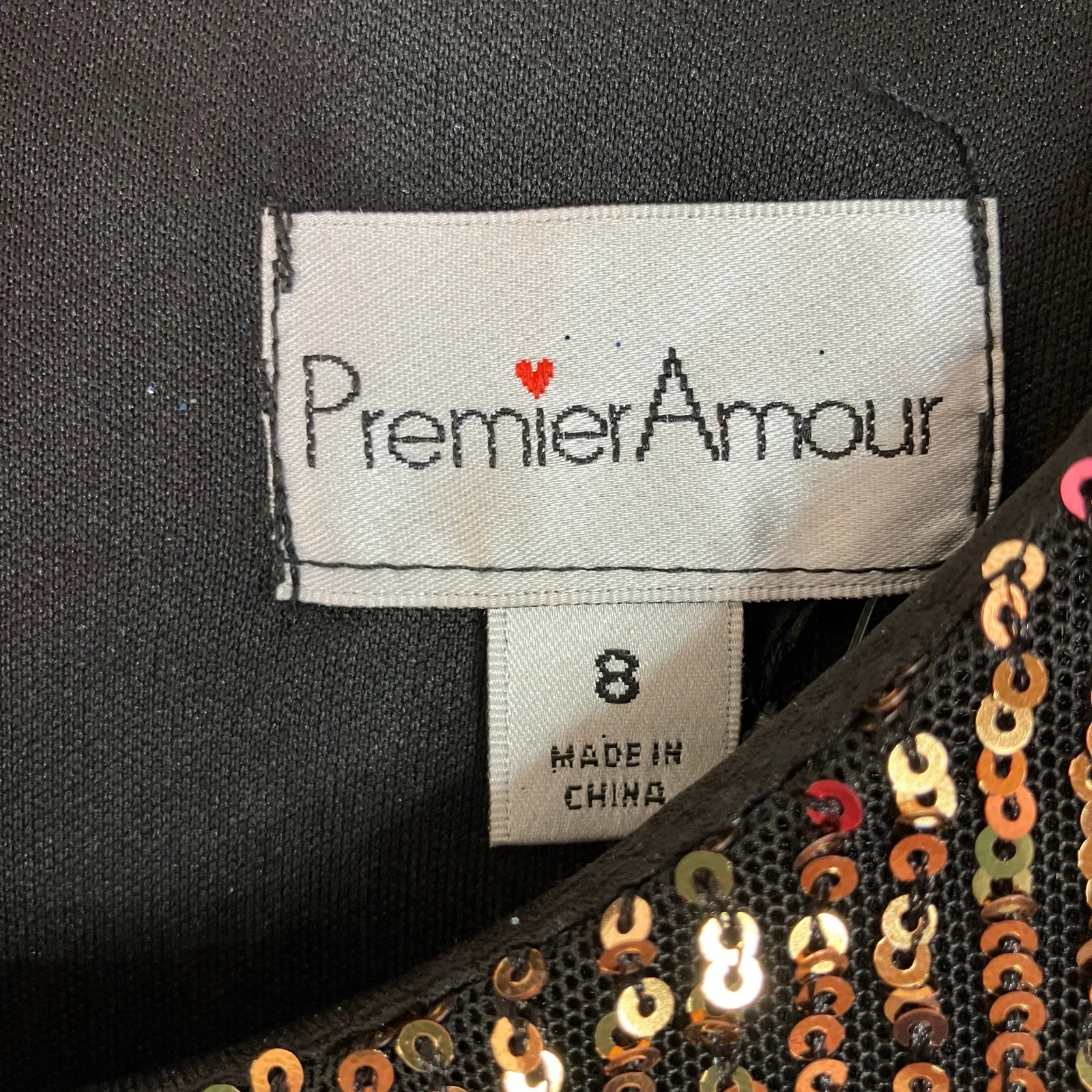 Premier Amour | Sequin Dress Long Sleeve Black Red Pink Gold Party NWT Womens 8 - Image 3