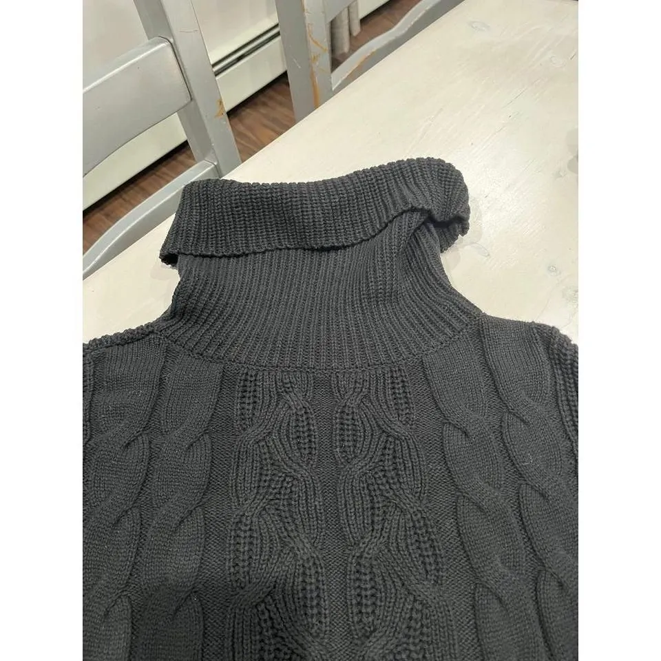 Gap size X small black cable‎ knit chunky turtleneck sweater - Image 4