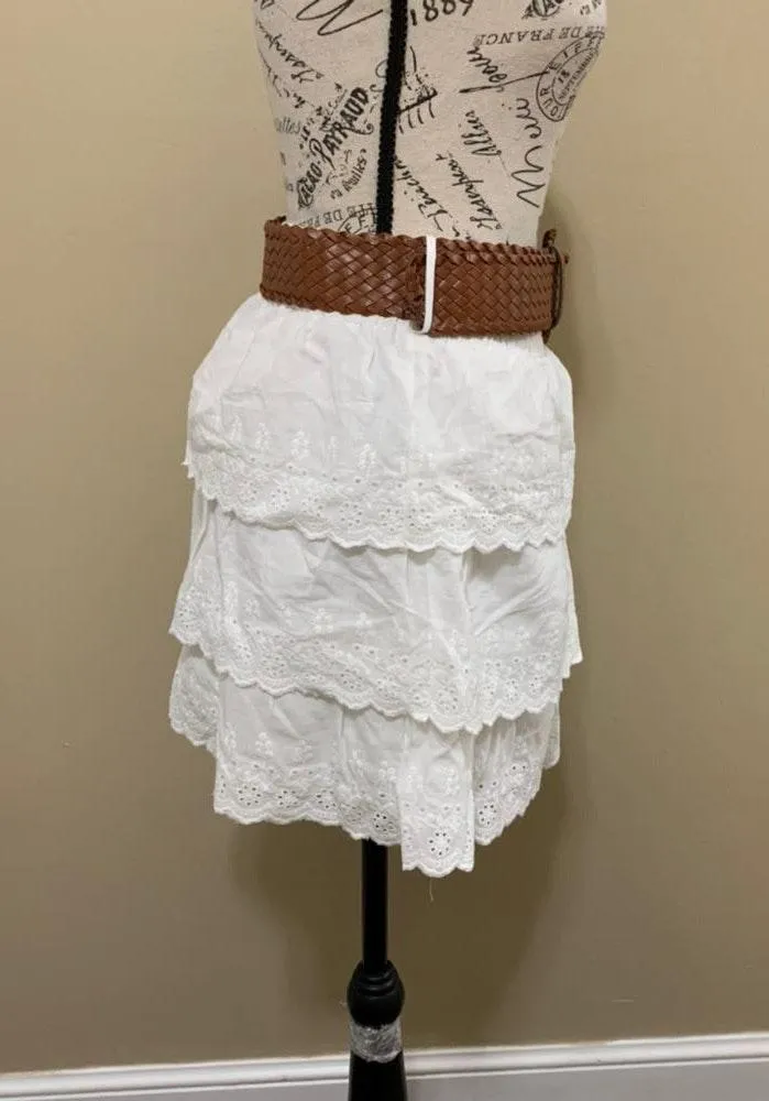 🆕  White Ruffled Skirt With Belt Medium - Image 3