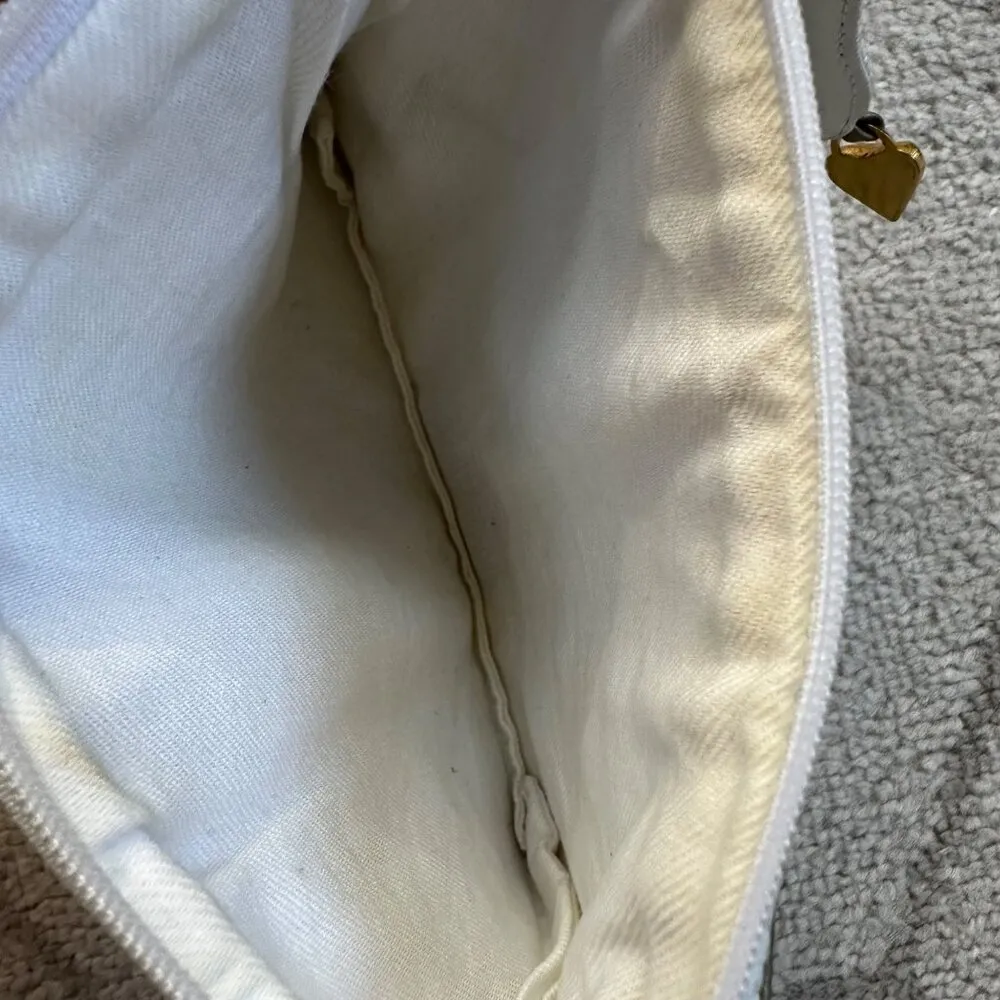 Vintage Lisette New York Embossed Pearlescent White Leather Pochette Crossbody - Image 7