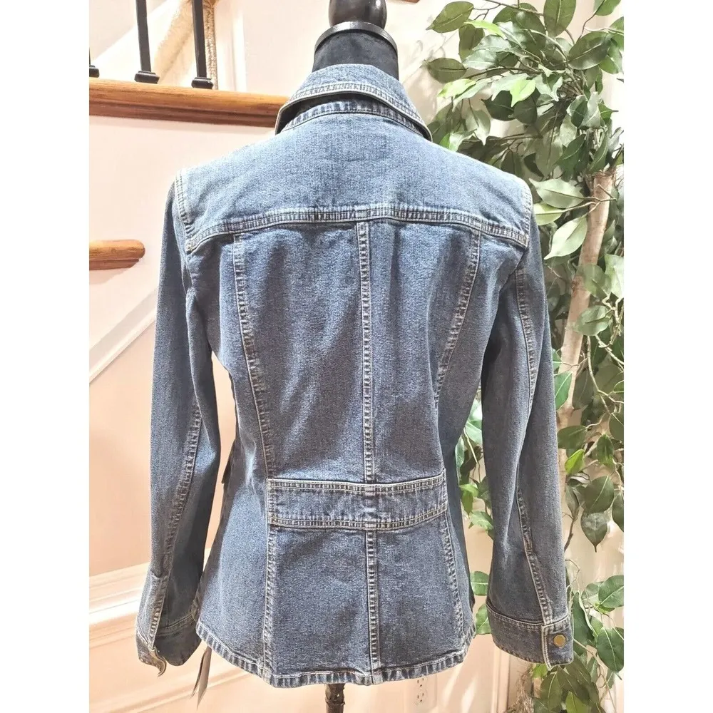 Jones NewYork Women's Denim Blue Long Sleeve Buttons Front Casual Jeans Jacket S - Image 9