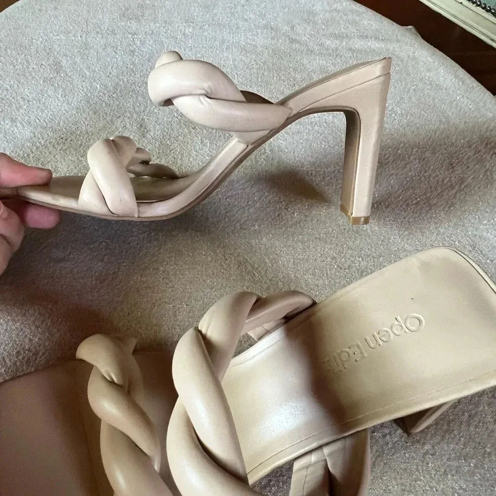 Open Edit Remmy Twist Sandal Ivory Sz 6.5M Women’s Block Heel Square Toe - Image 8