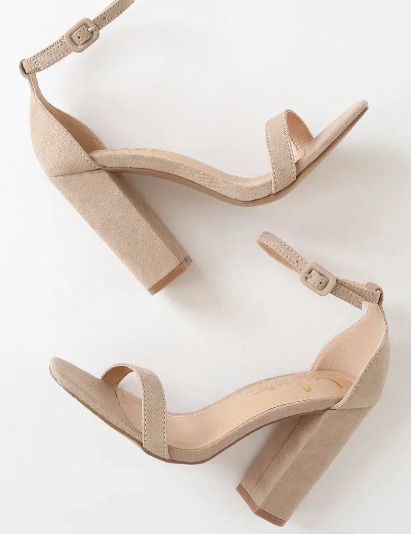 Suede Nude Heels Tan Size 6 - Image 2