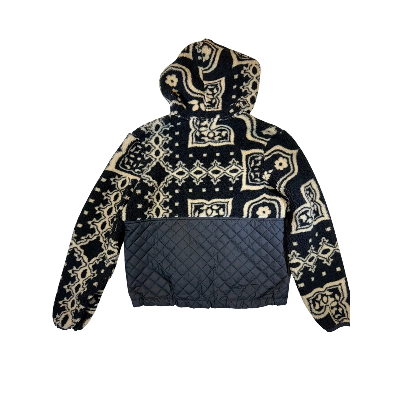 Spyder Women's Fleece Quilted Jacket Black Cream Pattern Hooded Full Zip Size S - Image 2