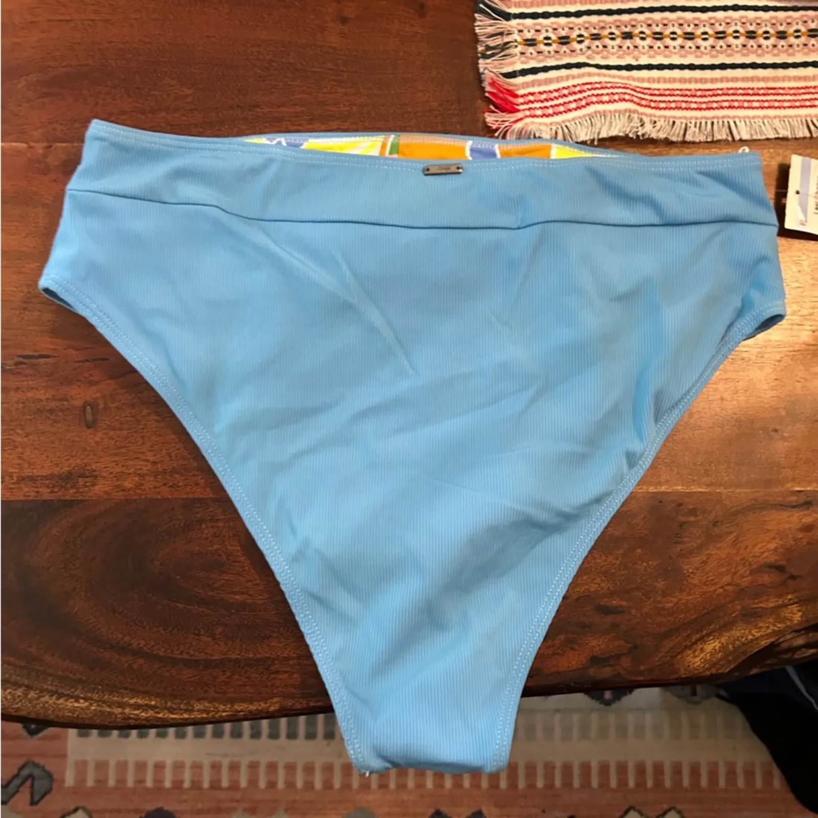 Maaji Pool Blue Suzy Q‎ High Rise/High Leg Bikini Bottom Swim Reversible NWT 3XL - Image 7