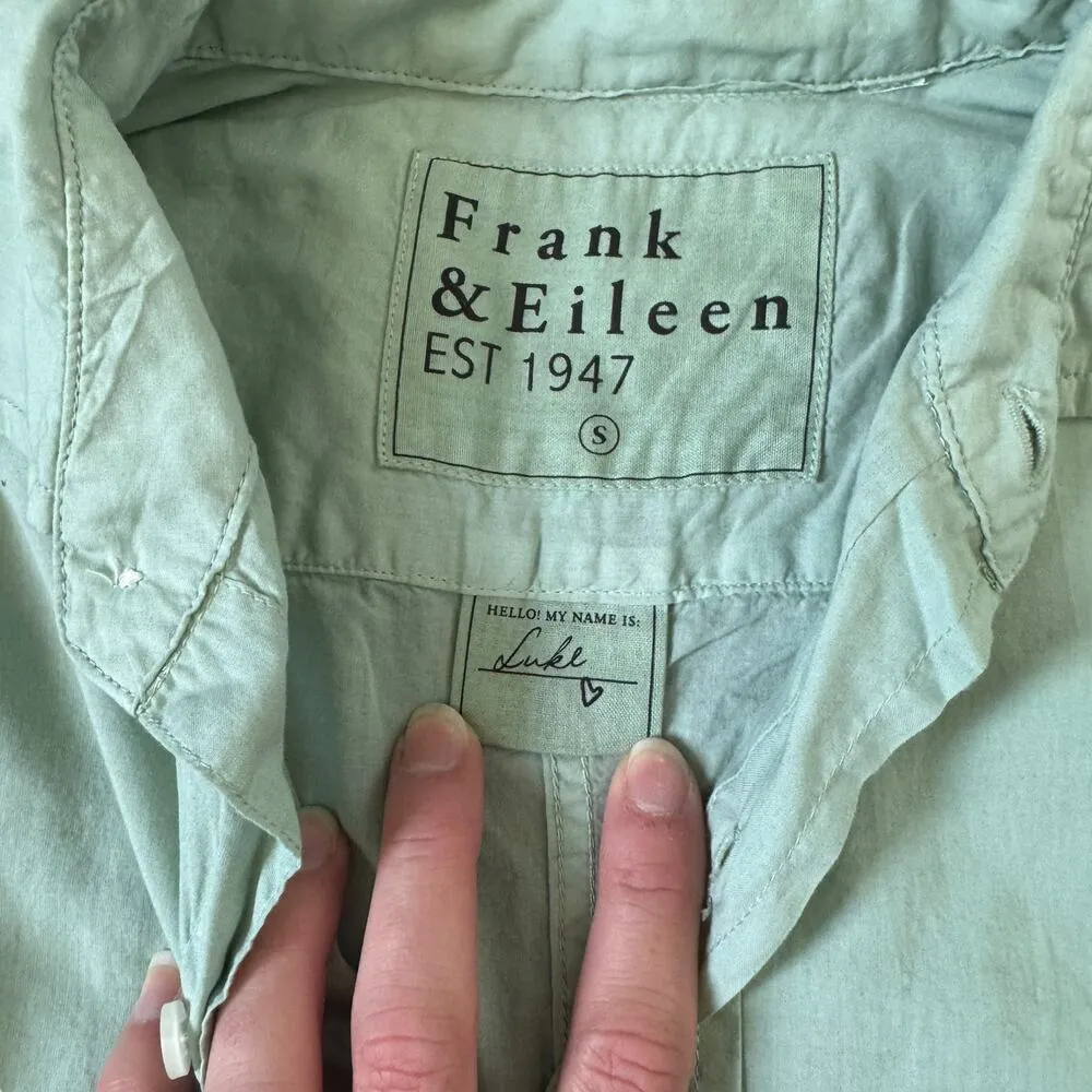 Frank & Eileen Luke Classic Button Front Shirt Mint Green Unisex - Image 3