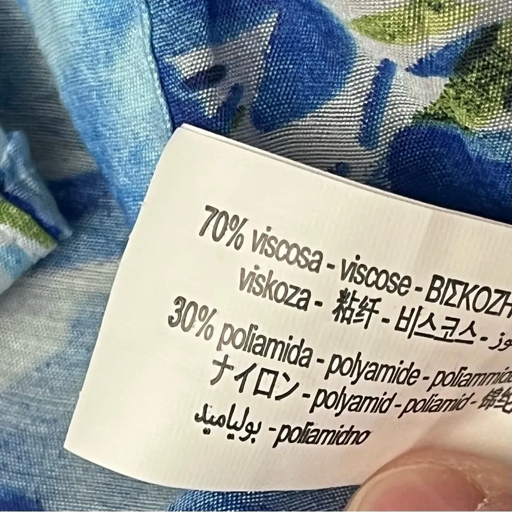 Blue Floral Button-Up Blouse Women’s Romantic Coastal Collared Shirt Long Sleeve - Image 7