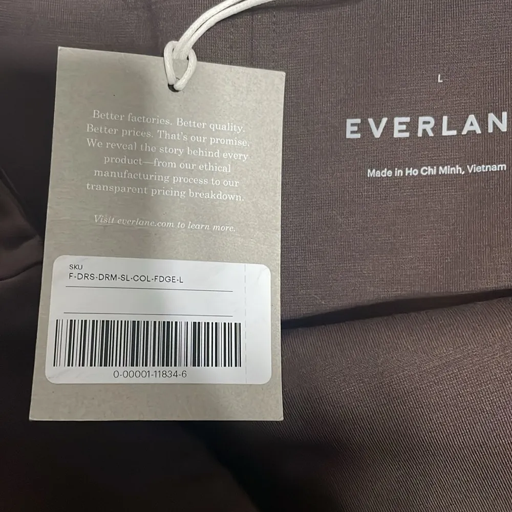 NWT Everlane • the dream strapless dress cool fudge midi organic cotton sz L - Image 12