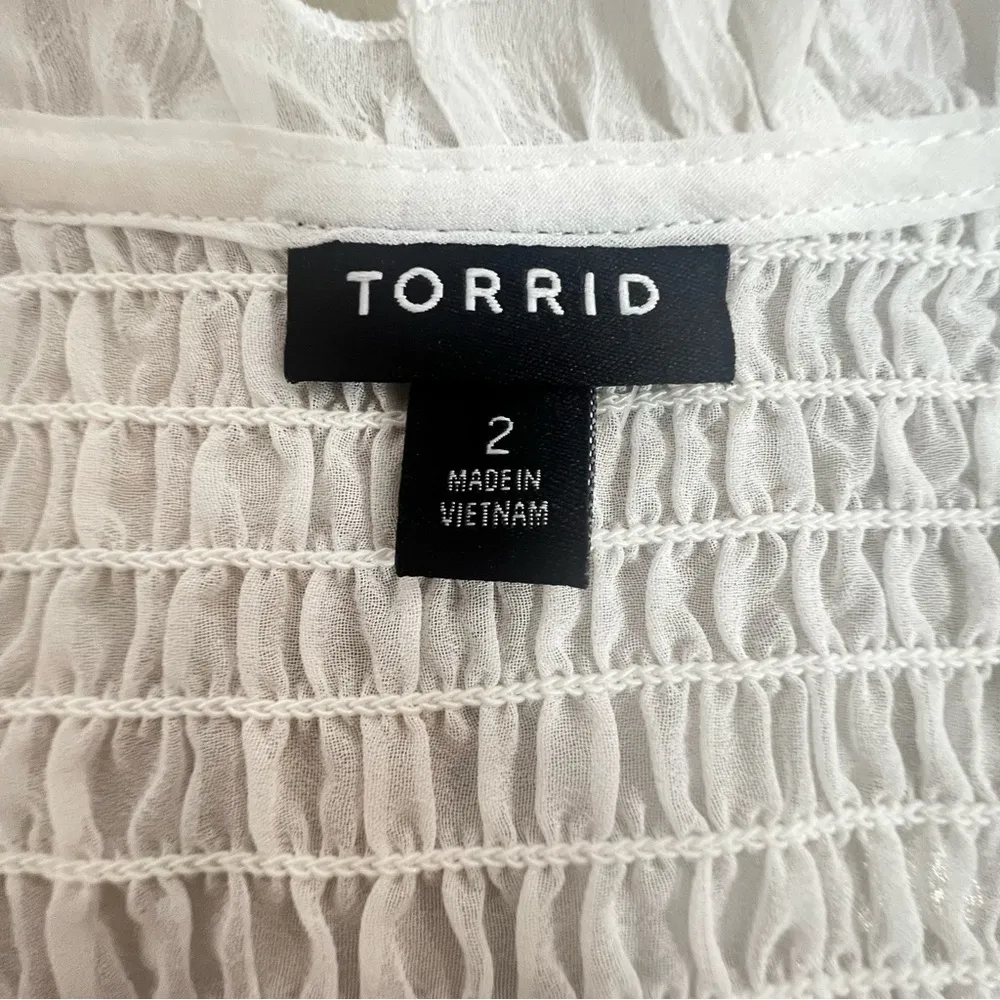 Torrid Plus Size Chiffon Clip Dot Smocked Ruffle Trim Blouse Top Size 2 (2X) - Image 11