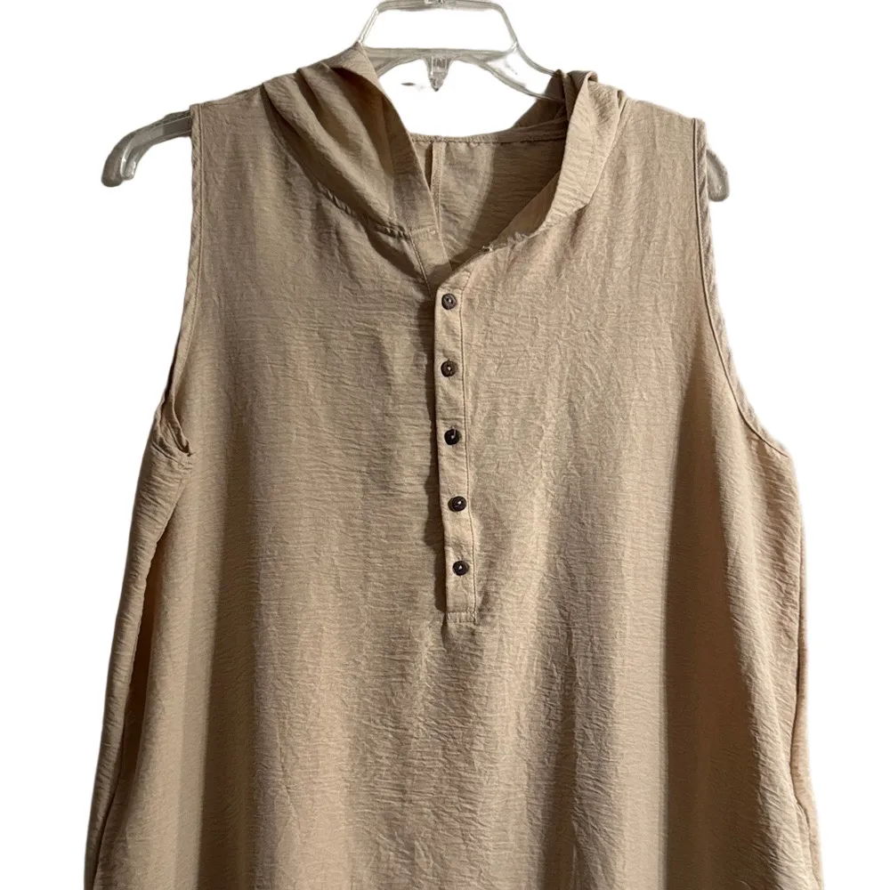 Woman’s Sleeveless Jogger Jumpsuit Tan Size XXL - Image 2