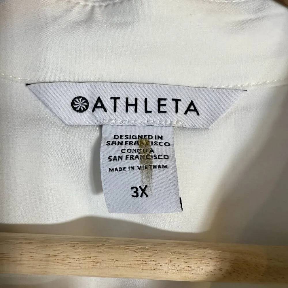 Athleta Urbanite 2.0 Button Down Top Shirt Blouse Women's 3X White Relaxed NWT - Image 9