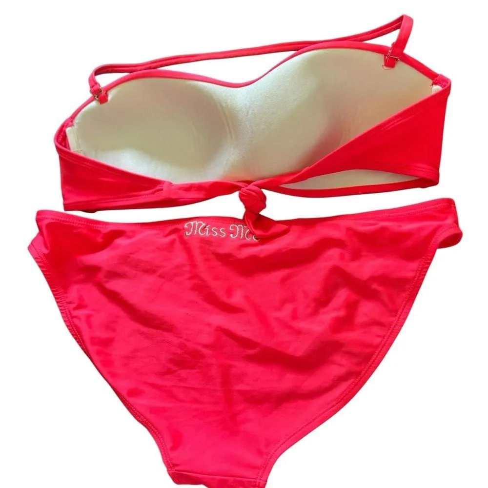 Miss Me Teen Idol Swimwear Top Bottom Bikini M/L In Strawberry Bling Rhinestone - Image 4