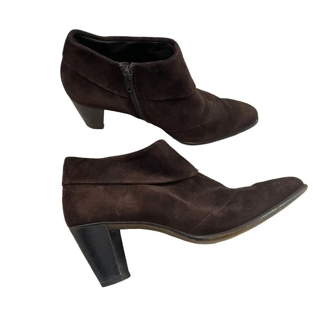 PAUL GREEN Ankle Booties Boots Suede Leather Brown Pointed Zip-Up - Image 2
