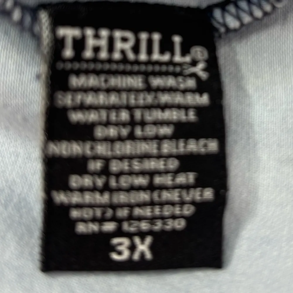 Thrill Jeans 3X Sleeveless Distressed Light Wash Denim Button Down Shirt Blue - Image 7