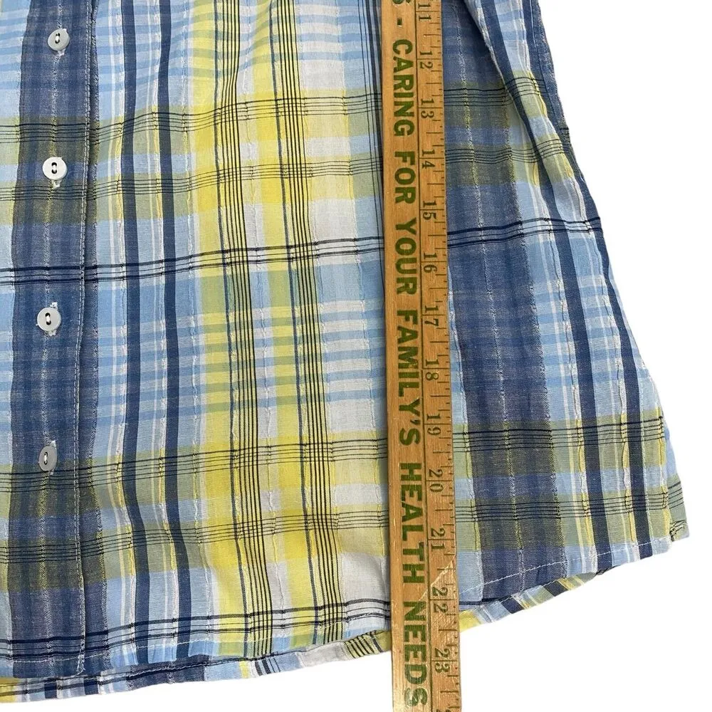 Allison Daley Women’s Shirt Petite 10P Button Up Long Sleeve Yellow Blue Plaid - Image 3