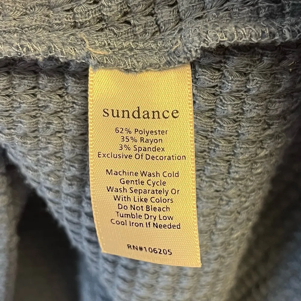 Sundance Top Lila Embroidered Waffle Top Blouse in Blue Sz L EUC Nordic Style - Image 8