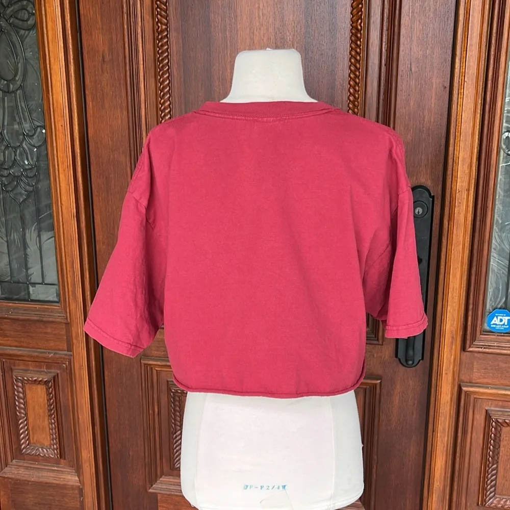Gulf Shores Vintage Red Cotton Cropped Tee Boyfriend Womens Large - Image 8