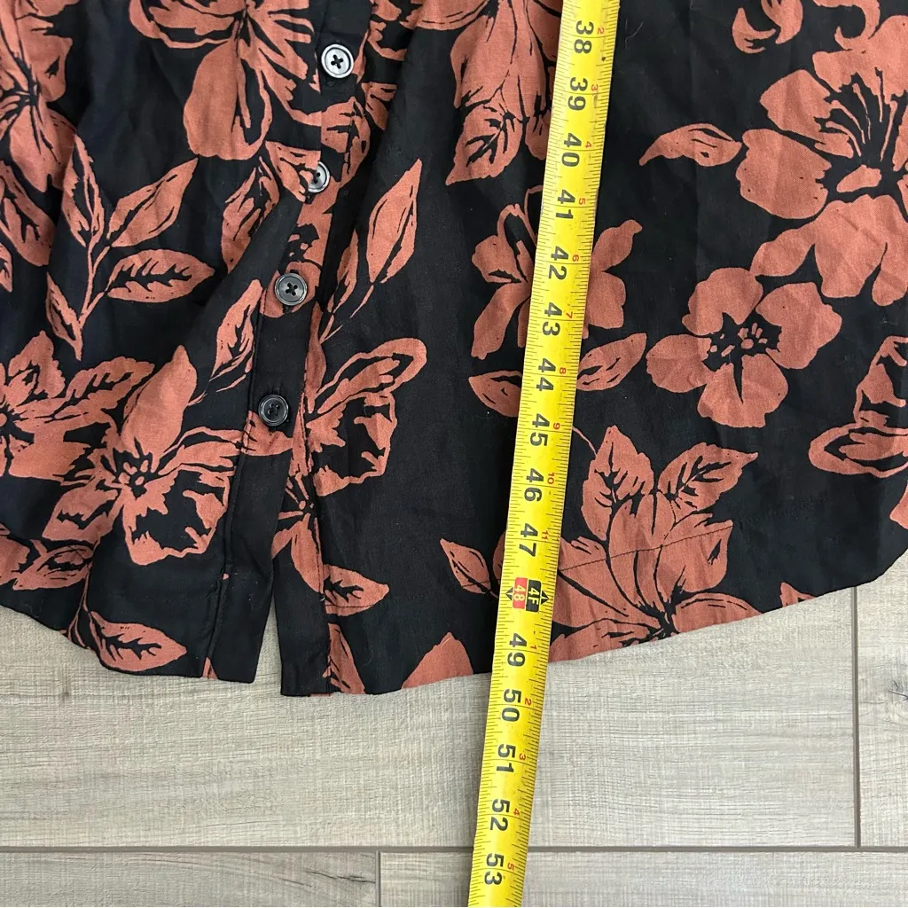 Free People The Perfect Sundress Black Brown Floral Button Down Midi Dress Small - Image 11