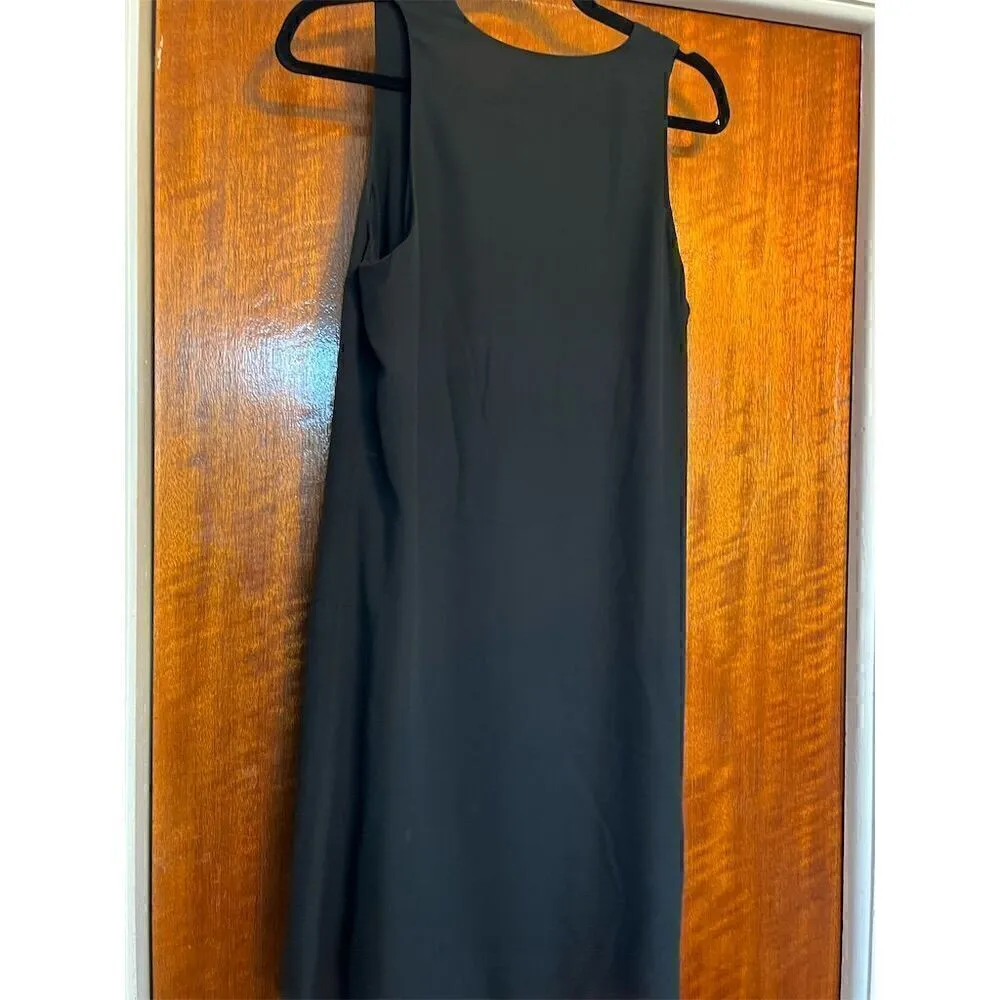 WAYF‎ Black Sleeveless V Neck Midi Dress With Layered Detail Size M - Image 5