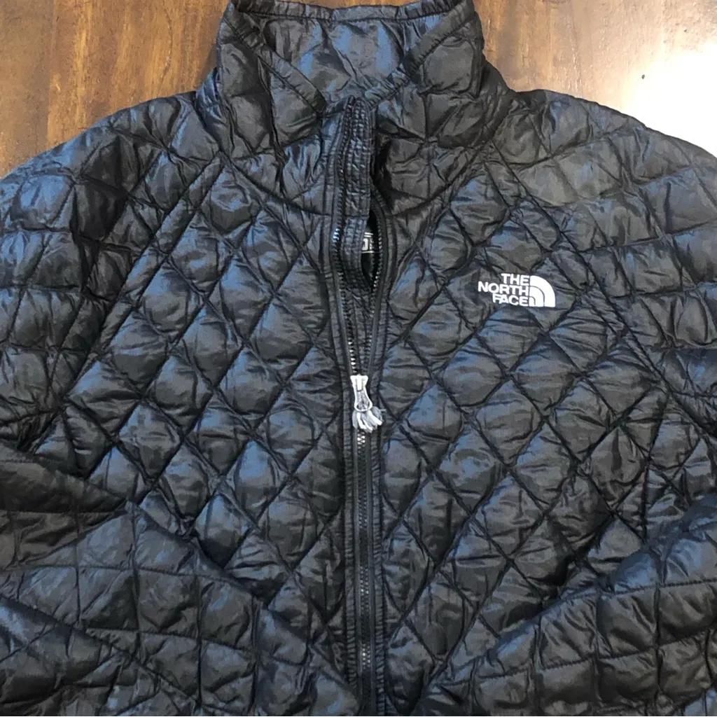 NORTH FACE Black Thermoball Diamond Quilted Jacket Zippered Hand Pockets Sz Med - Image 2