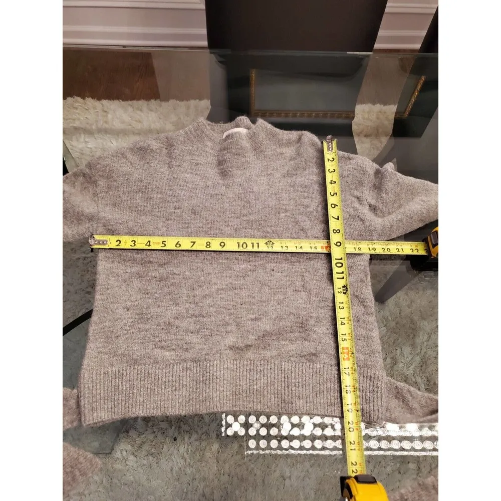 Wayf Gray Acrylic Long Sleeve Mock Neck Tie Waist Pullover Knit Sweater Size S - Image 11