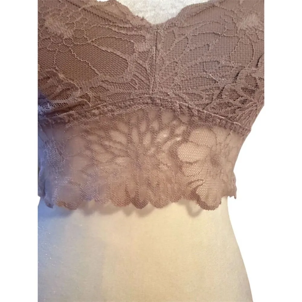 Victoria's Secret PINK Lace Bralette XS purple Brown Floral Adjustable Straps - Image 2