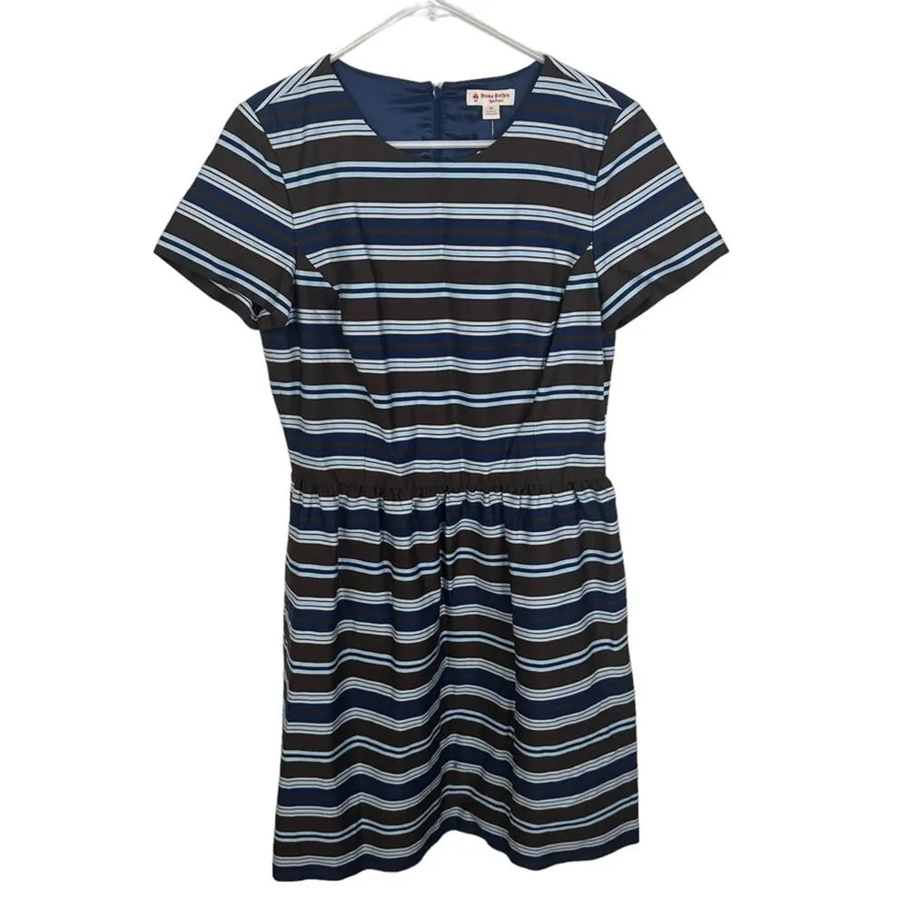 NWT Brooks Brothers Red Fleece Size 10 Blue Brown Striped Short Sleeve Dress - Image 3