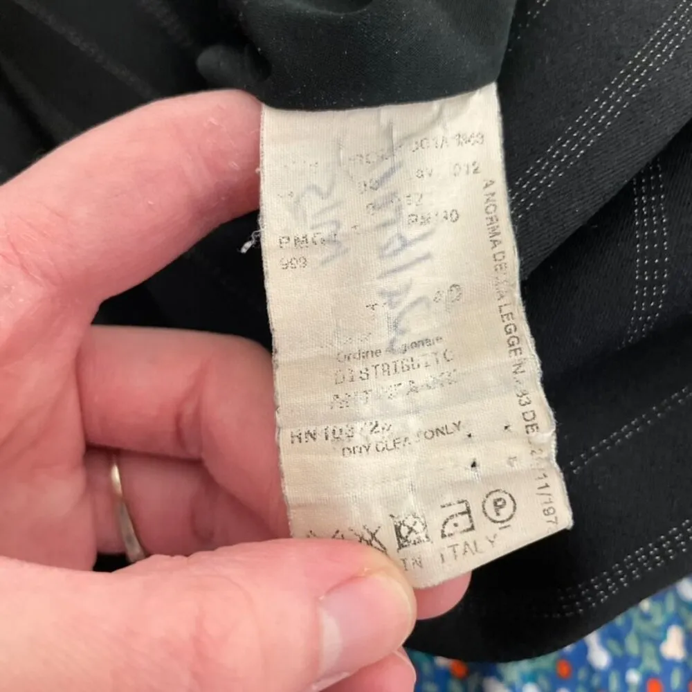 VINTAGE VTG ARMANI COLLEZIONI Black White Vertical Pinstripe WOOL Blazer Jacket - Image 7