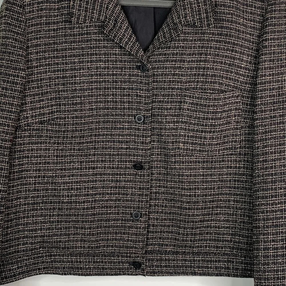 Vintage Blazer Cropped Jacket Woven Knit Tweed Norton McNaughton Lined Size 18 - Image 8