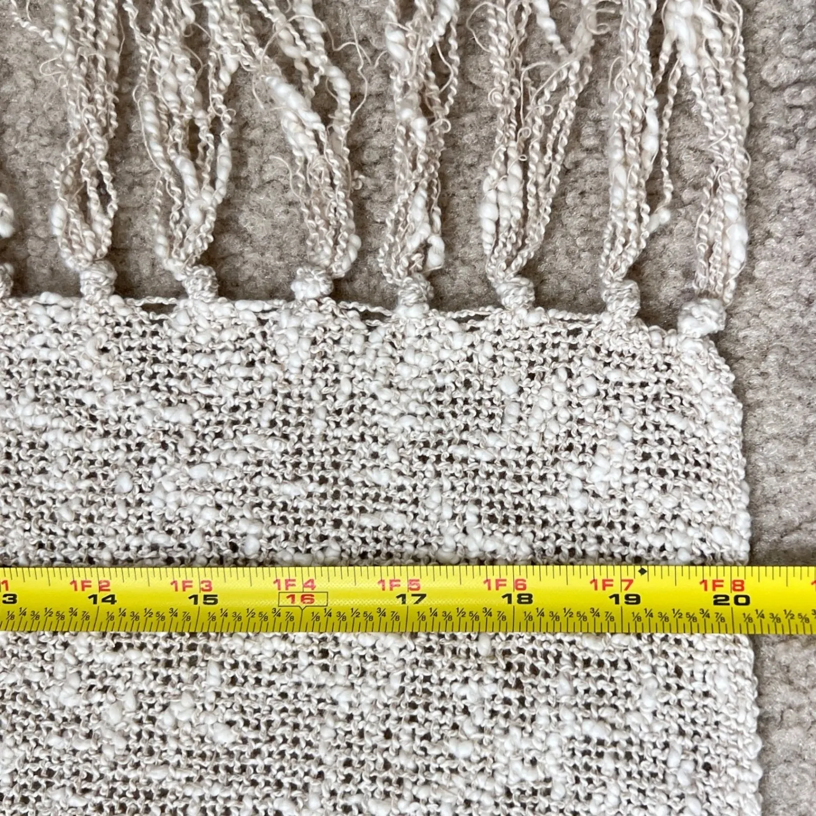 John J. Murphy Ireland Bouclé Scarf Wrap 80%Cotton 20%Linen Neutral Nubby Weave Tan - Image 8