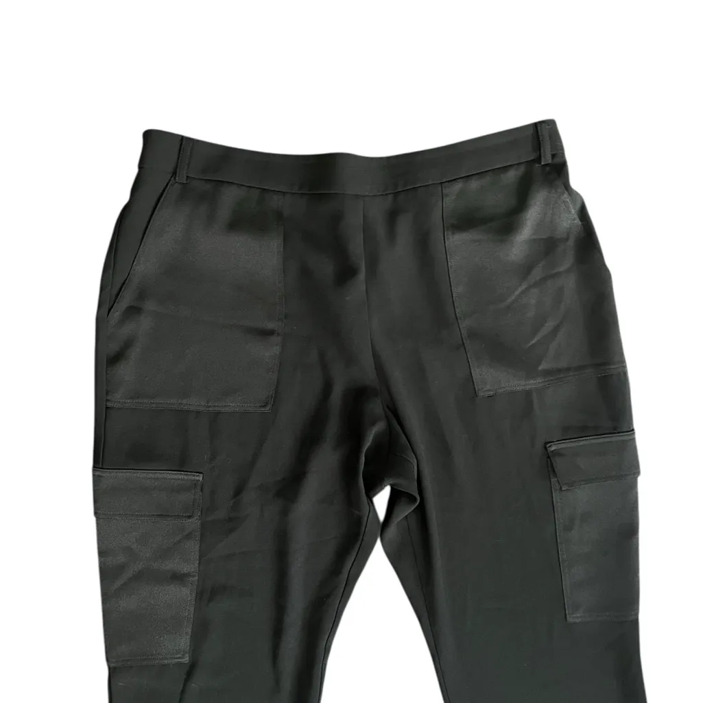 Anthropologie Maeve Satin Trim Cargo Joggers – Black – Size XL - Image 3