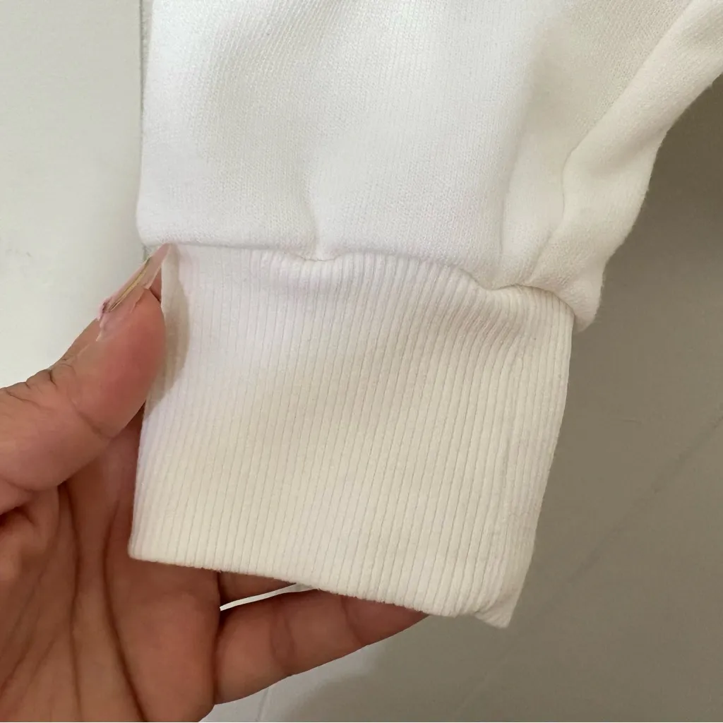 SPRWMN Tiny Logo White Crewneck Sweatshirt XS | Minimalist Luxe - Image 5