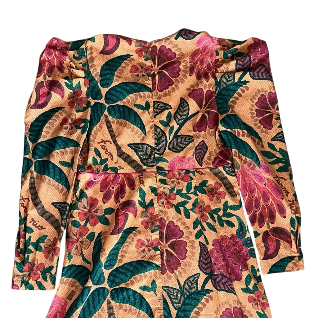 Farm Rio Anthropologie Women’s Orange Flowerdoscopic Floral Print Midi Dress XL - Image 8