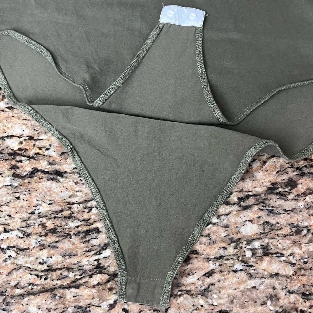 Olive Green Long Sleeve Bodysuit Asymmetrical Hem Forest Fairy Academia Gorp L - Image 9