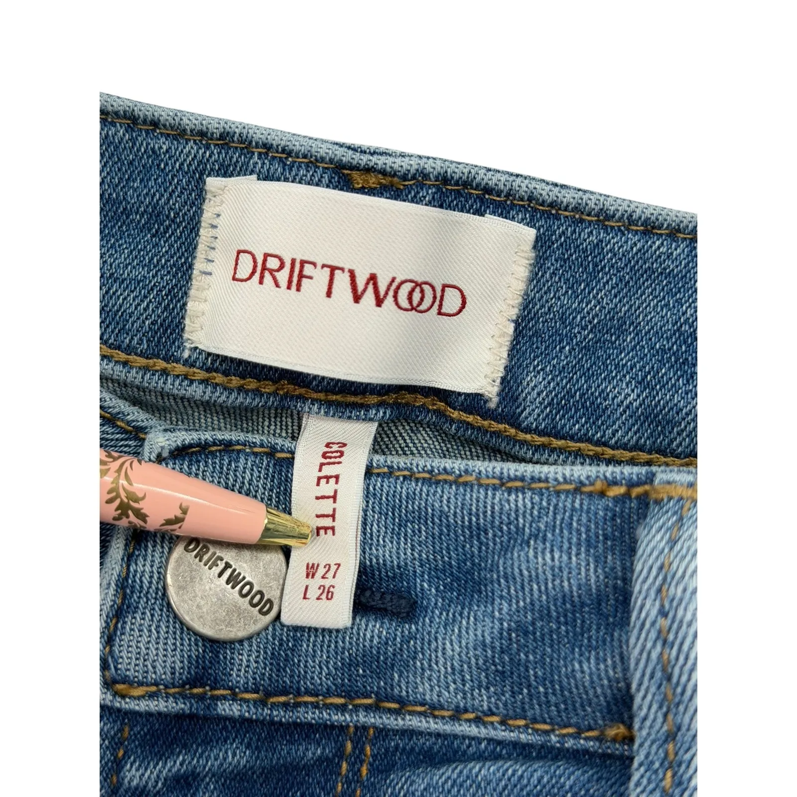Driftwood | 27 | Colette Embroidered Crop Straight Jean Daisy Flowers 26"inseam - Image 7