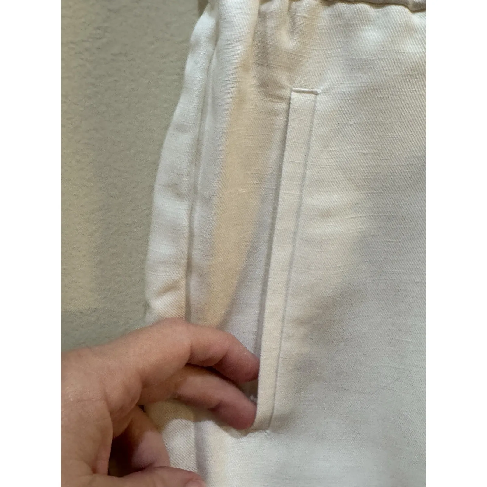 REISS Lily Pull-On Straight-Leg Trousers Button Fly Size 6 White Coastal - Image 6