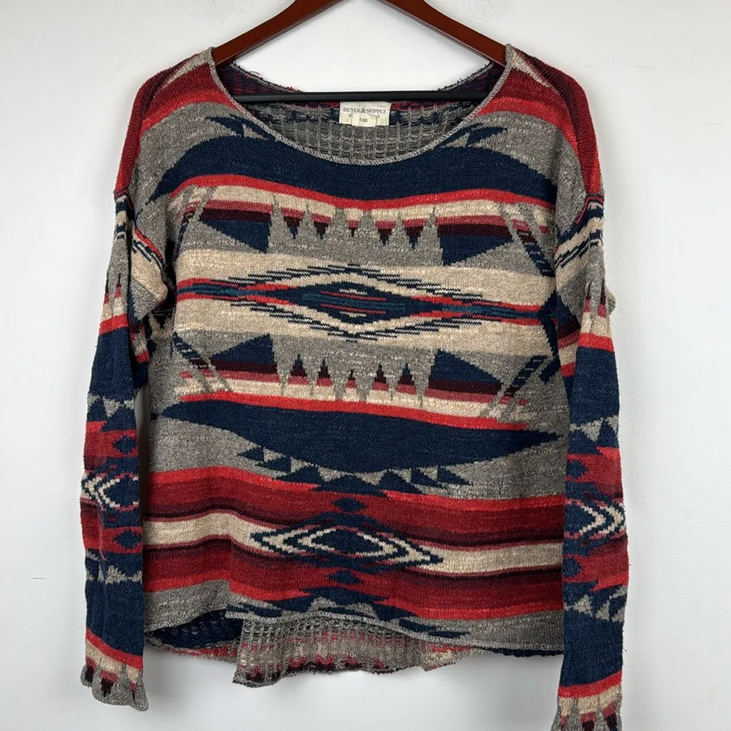 DENIM & SUPPLY RALPH LAUREN AZTEC SOUTHWESTERN NAVAJO LIGHTWEIGHT SWEATER S rare - Image 9