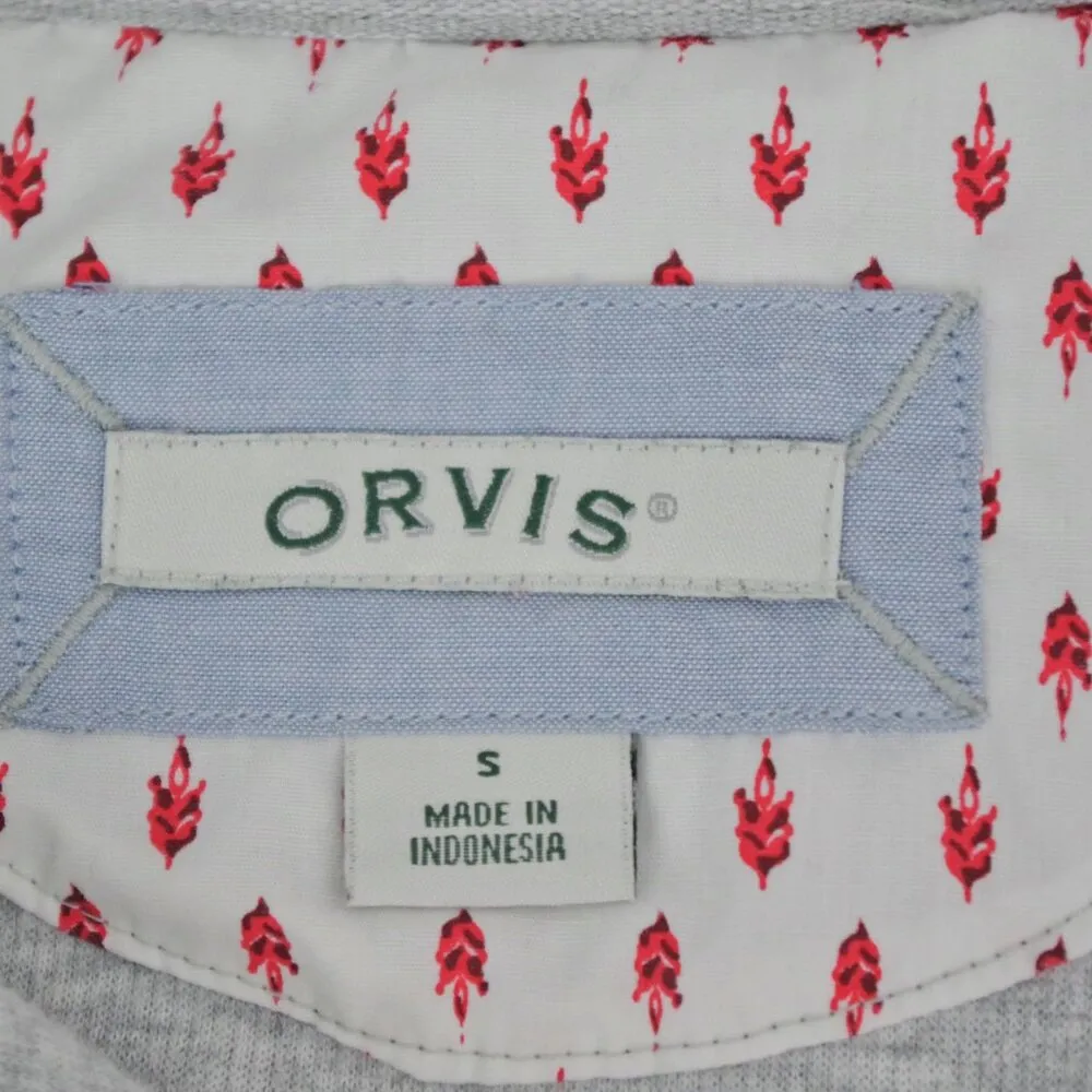 Orvis Quarter Zip Contrasting Trim Grey Pullover Small - Image 2