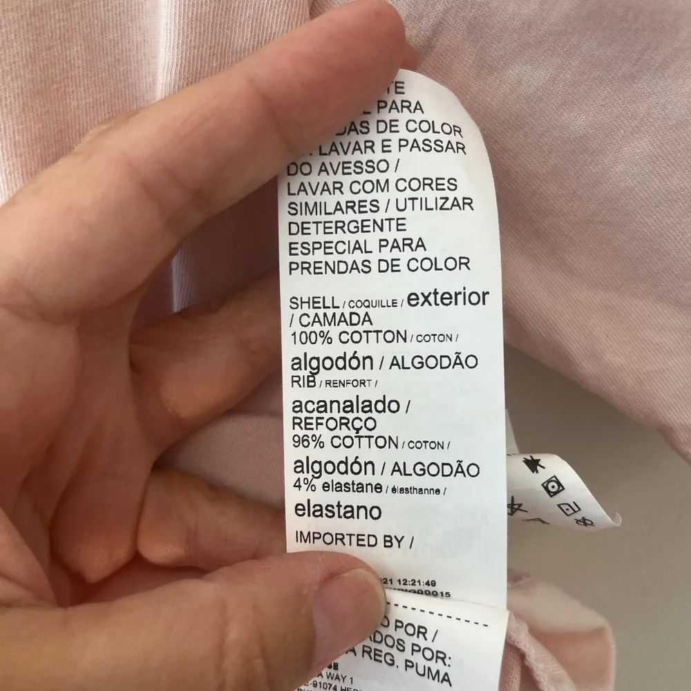 PUMA Sz XL Peach Classic Tee Shirt Cropped Top Loose Fit Stretch‎ - Image 7