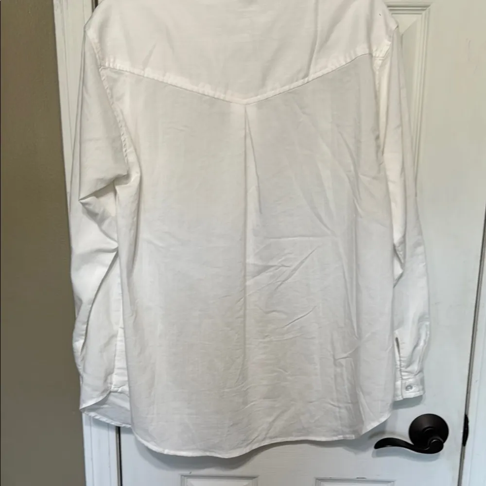 Crescent  White Button Down Shirt with Pointed Collar - Image 7