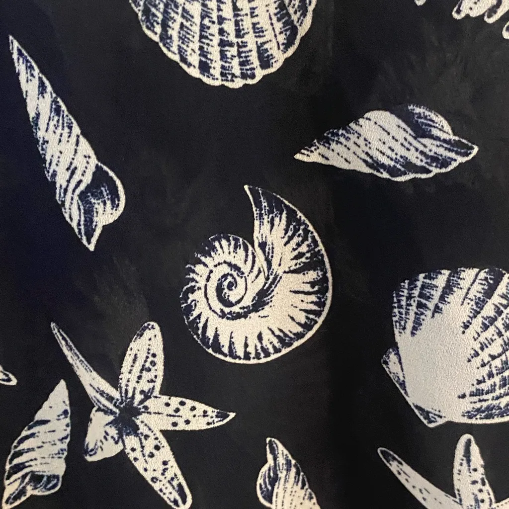 Vintage Collections by Josephine Sea shell Coastal Navy Blue Wrap Blouse Size XL - Image 8