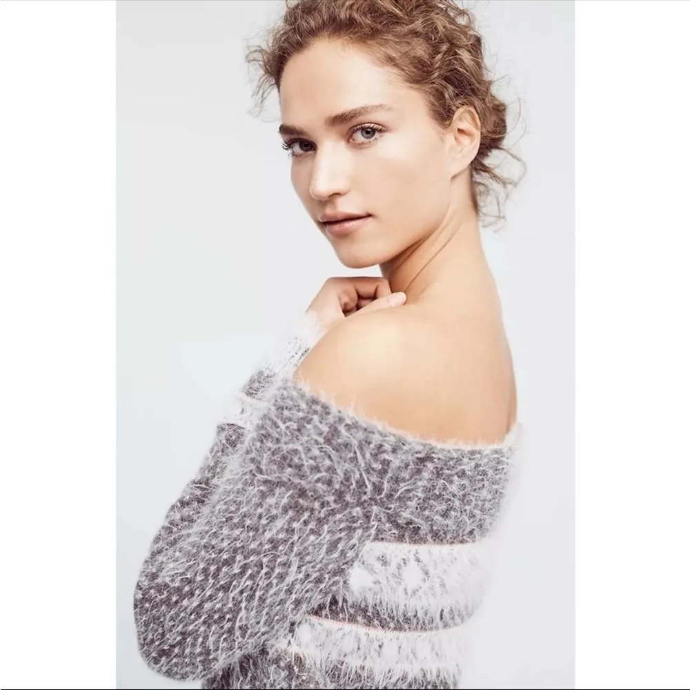 Anthropologie Sleeping on Snow Off The Shoulder Gray Sweater Wool Blend XS - Image 16