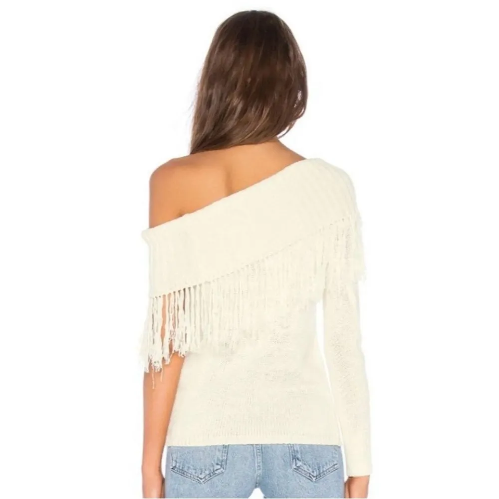 House of Harlow 1960 X Revolve Ivory Fringe Trim Jazzie Sweater Size XS - Image 2
