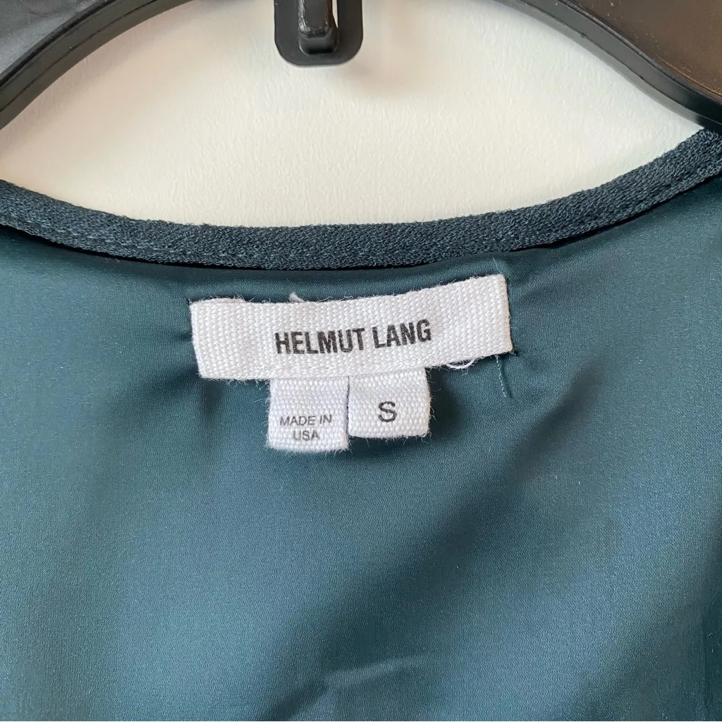 Helmut Lang Breeze Crepe High Low Shift Dress Teal S - Image 4