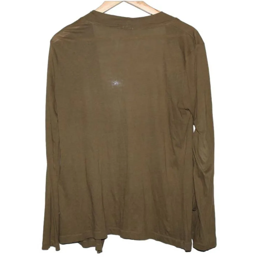 Women's J. Crew Olive Green Cotton Long Sleeve Open Cardigan Sweater Top Size S - Image 2