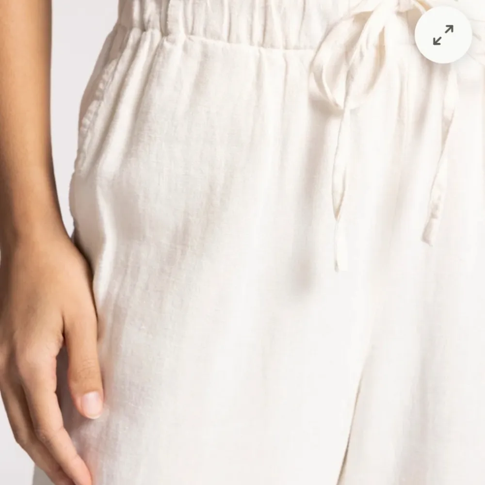 Thread & Supply Devon Linen High Waist Wide Leg in Vintage White, Size M White Size M - Image 3