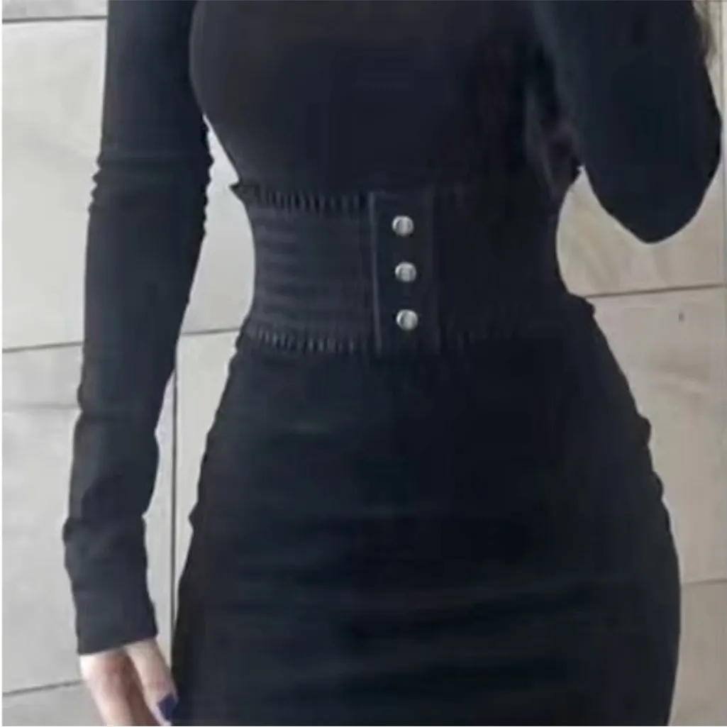 Plus Size Wide Waistband Elegant Elastic Belt Vintage Dress‎ Coat Girdle Waspie Black - Image 10
