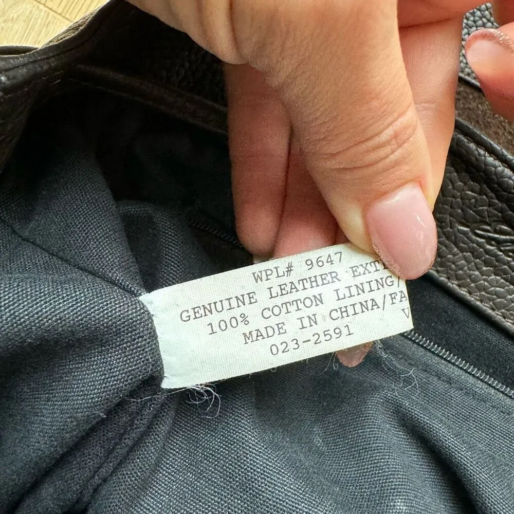 VTG Eddie Bauer Backpack 100% Leather Brown Rucksack Drawstring Bag Purse Heavy - Image 12