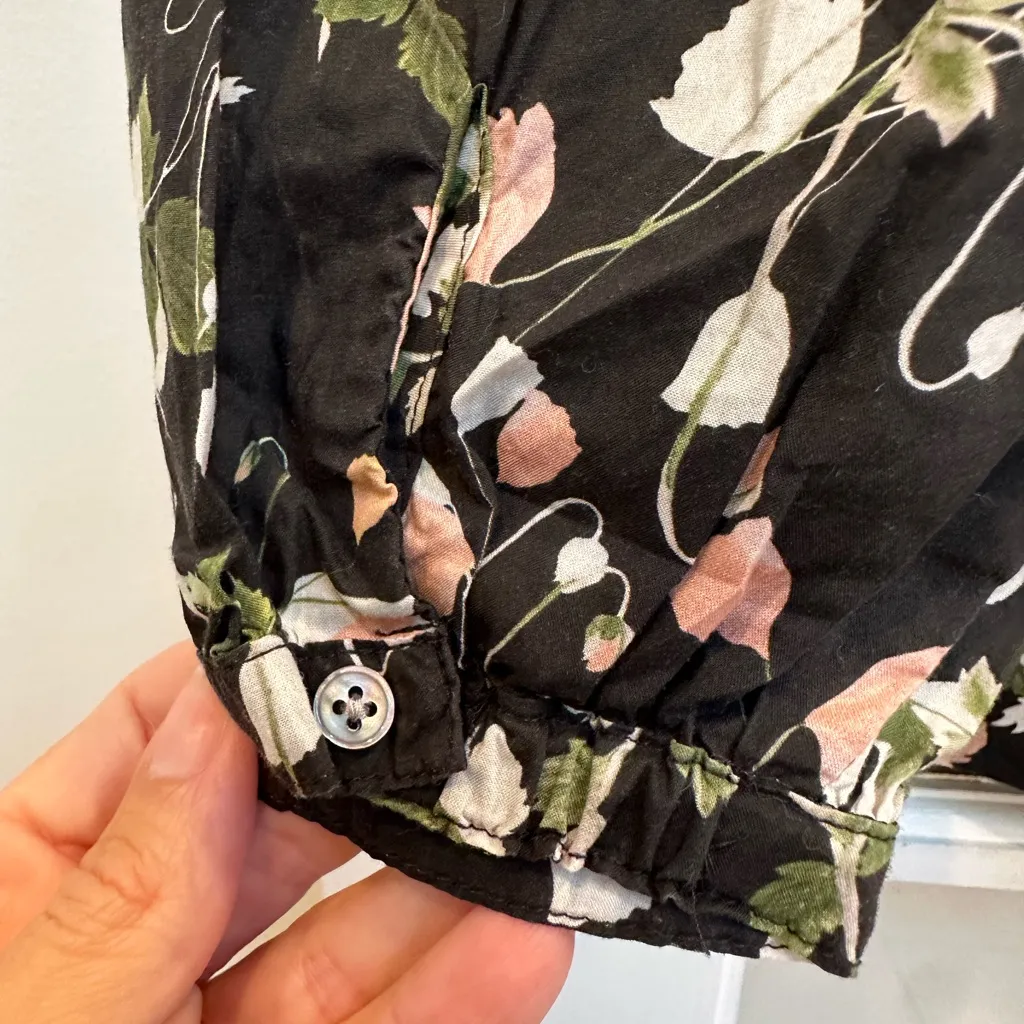 J. Crew Liberty Art Fabrics Poppy Dream Shirt Blouse Floral Print Black Size XXS - Image 7