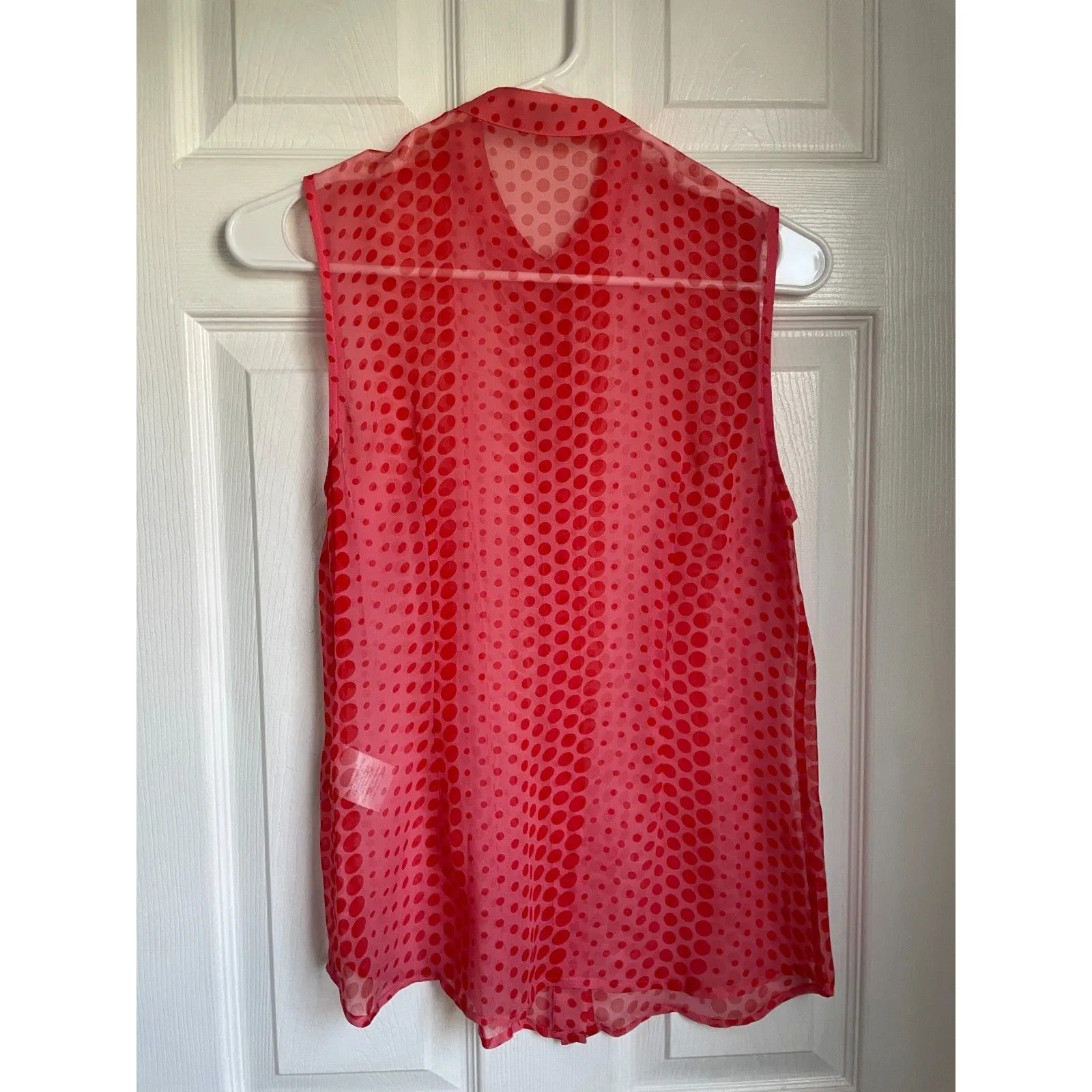 Equipment Femme Red Polka Silk Sleeveless Tank Top XS - Image 4